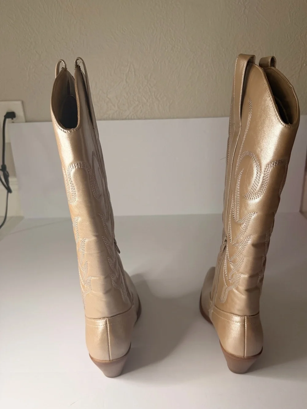 Coconuts by Matisse Metallic Cream Pointed-Toe Over-The-Knee Boots